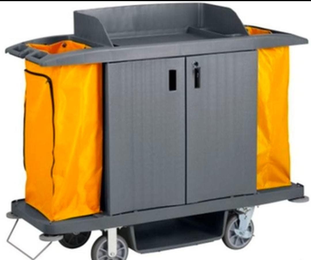 Housekeeping Trolley with Cabinet & Waste Bags