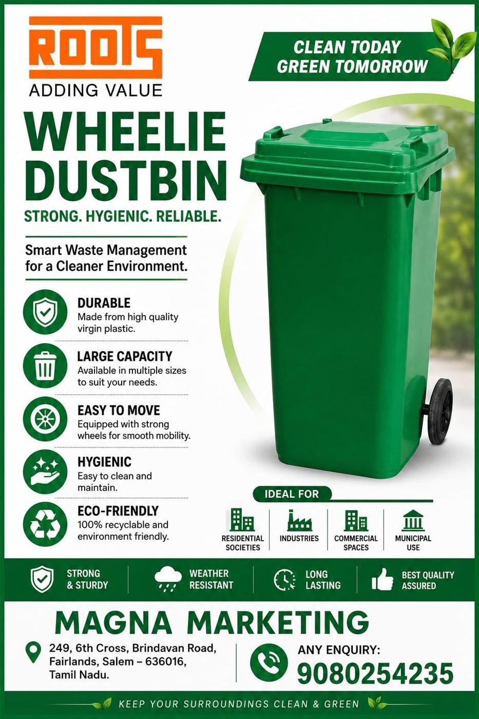 Roots Wheelie Dustbin